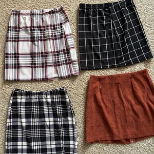SHEIN Plaid and Solid Women's Skirt Set of 4